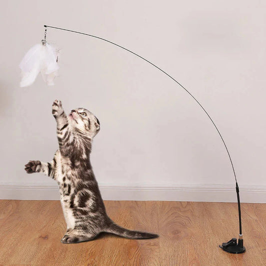 Premium Interactive Cat Feather Wand Toy – Teaser Stick for Exercise, Play & Bonding Time
