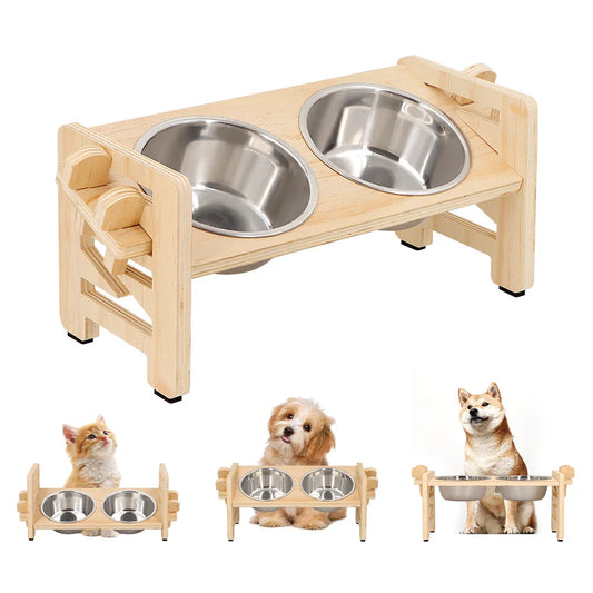 Adjustable Elevated Dog & Cat Bowls – Tilted Dual Feeder Stand for Comfortable Eating & Improved Digestion